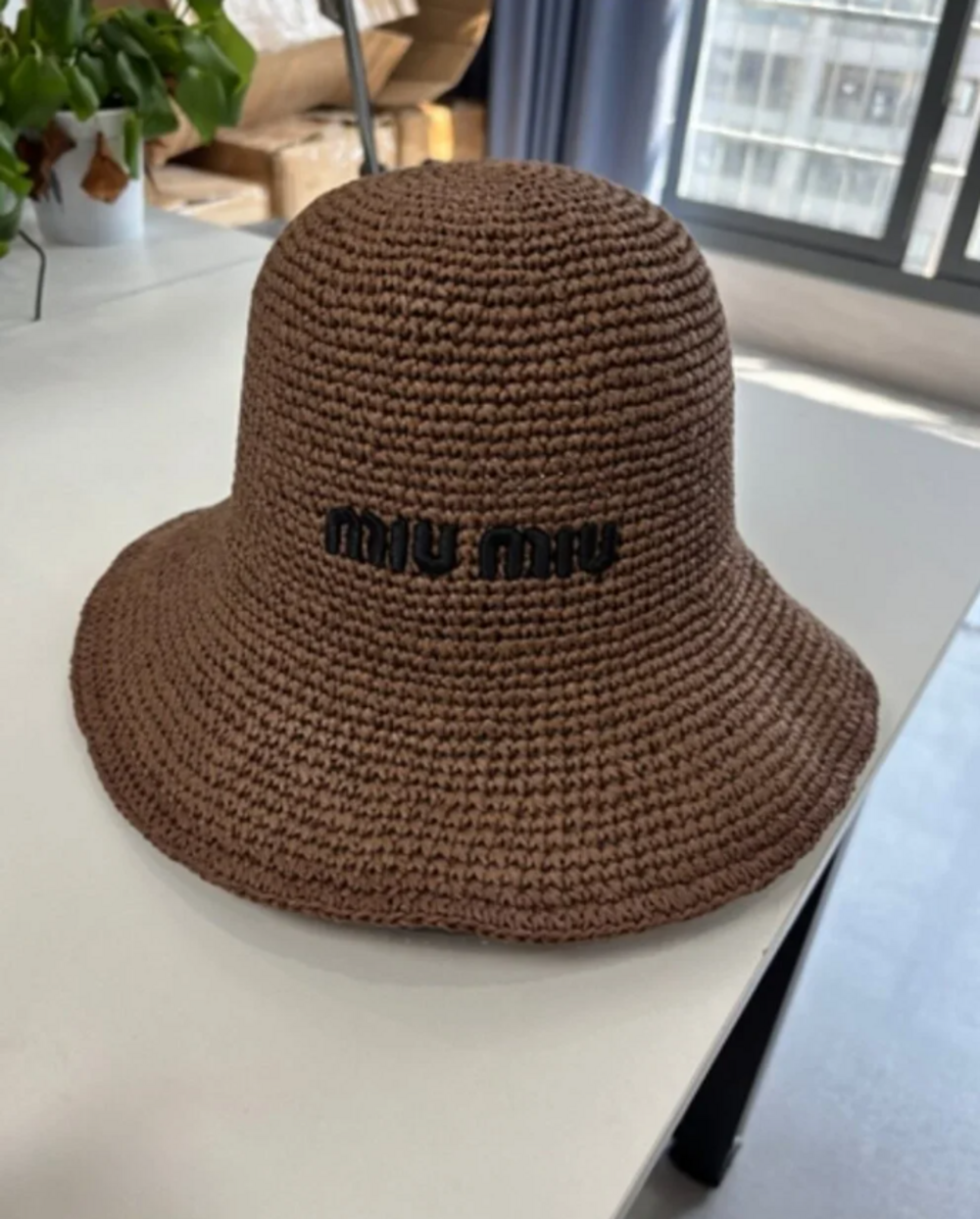 MIU MIU brown straw hat